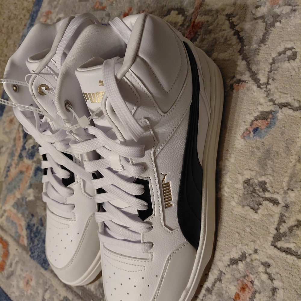 Puma Men's White and Black High-Top Sneakers